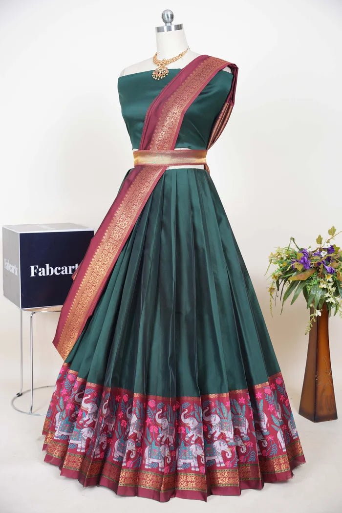 South Indian Festival Traditional Half Saree (JungleeHathi)