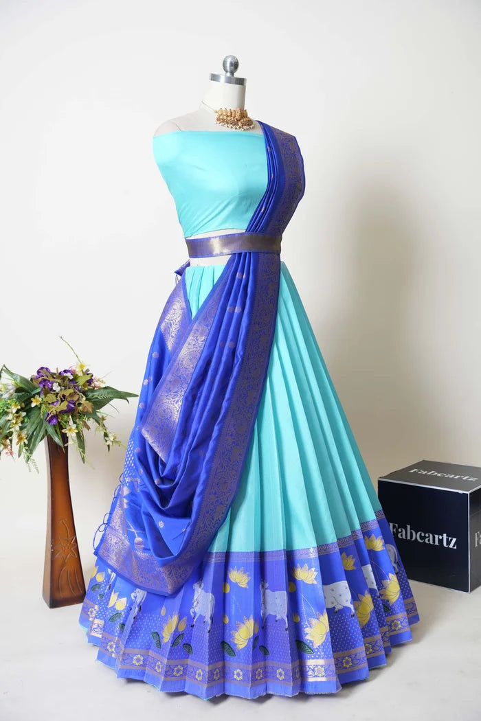 South Indian Festival Traditional Half Saree (KaamDhenu)