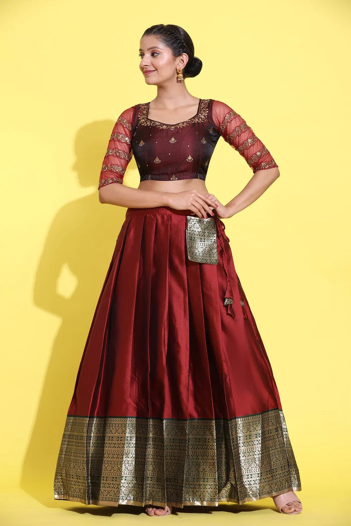 South Indian Festival Traditional Half Saree (Tanishq)