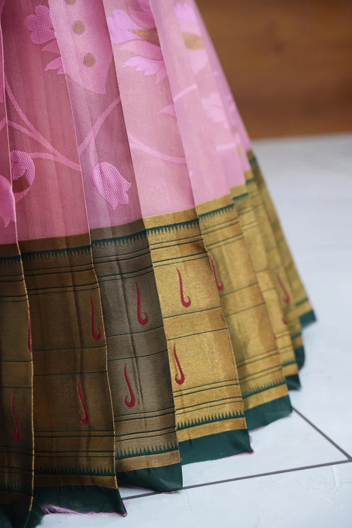Aparna Women's Woven Design zari work Half Saree with Handwork Blouse and Dupatta