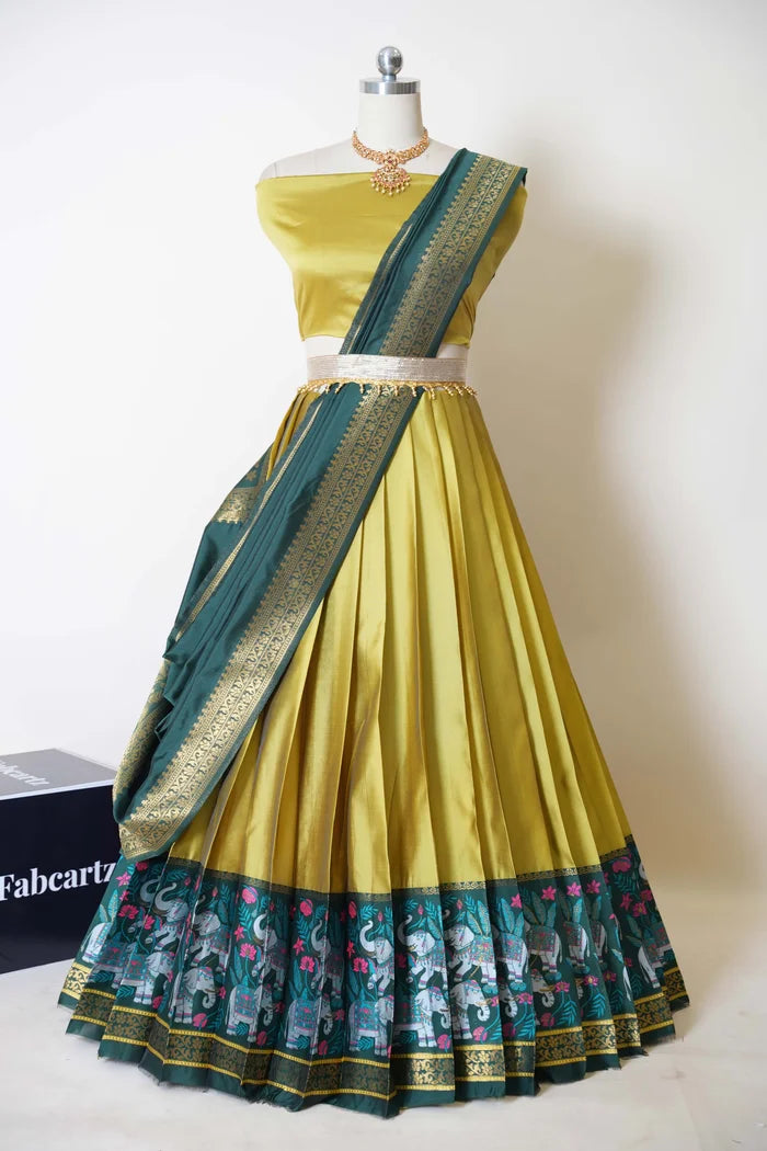 South Indian Festival Traditional Half Saree (JungleeHathi)
