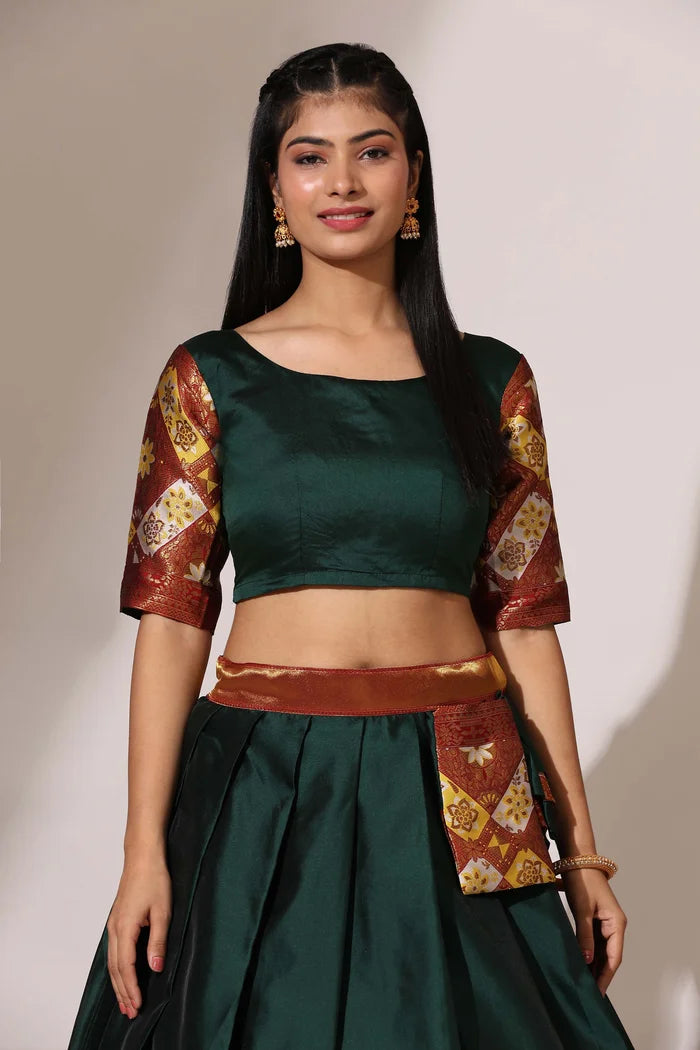 South Indian Festival Traditional Half Saree (Crax Pattu)