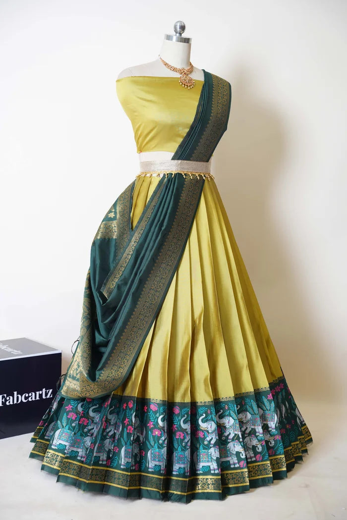 South Indian Festival Traditional Half Saree (JungleeHathi)