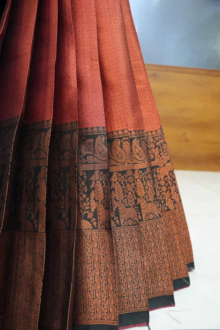 PihuPattu Women's Woven Design zari work Half Saree with Embroidered Blouse and Dupatta