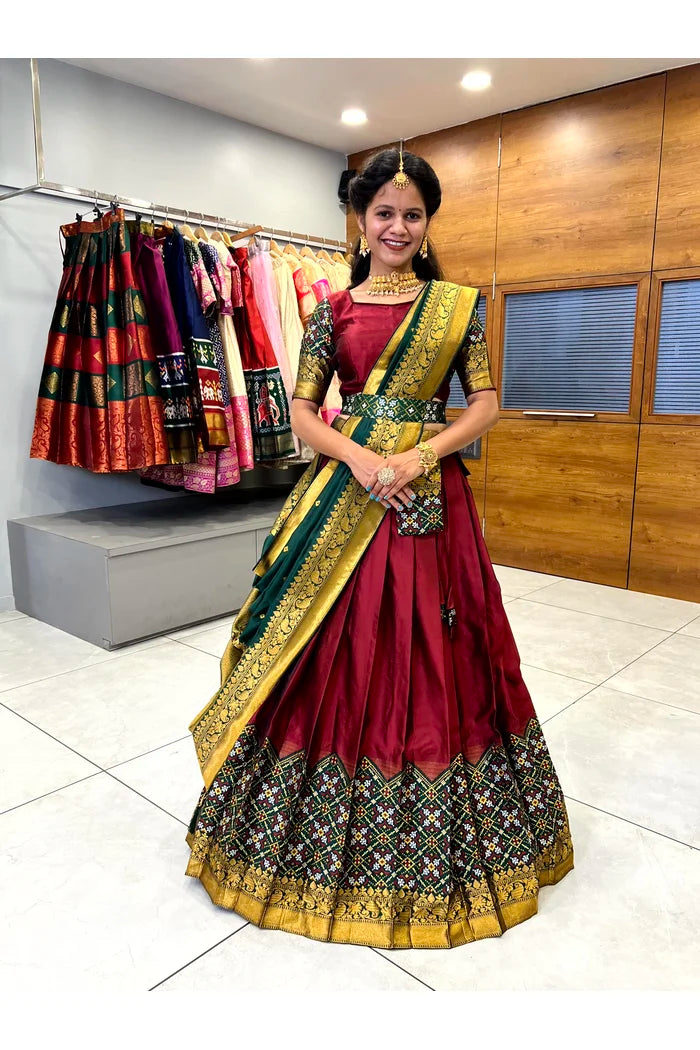 South Indian Festival Traditional Half Saree(Patola)