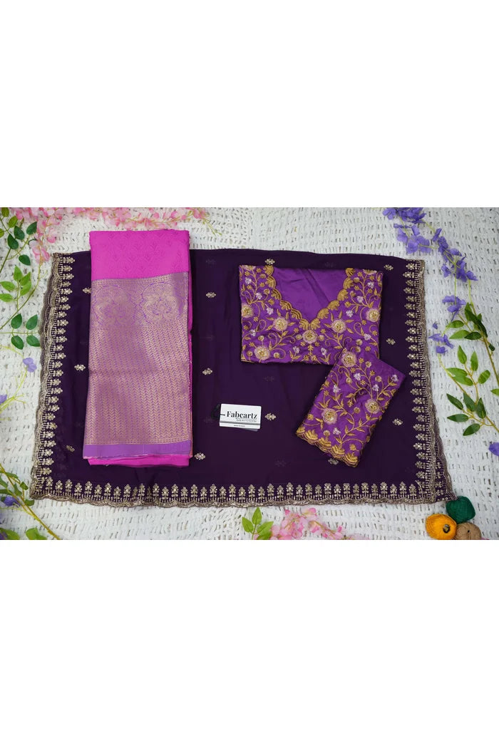 Munjya Women's Woven Design zari work Half Saree with Embroidered Blouse and Dupatta