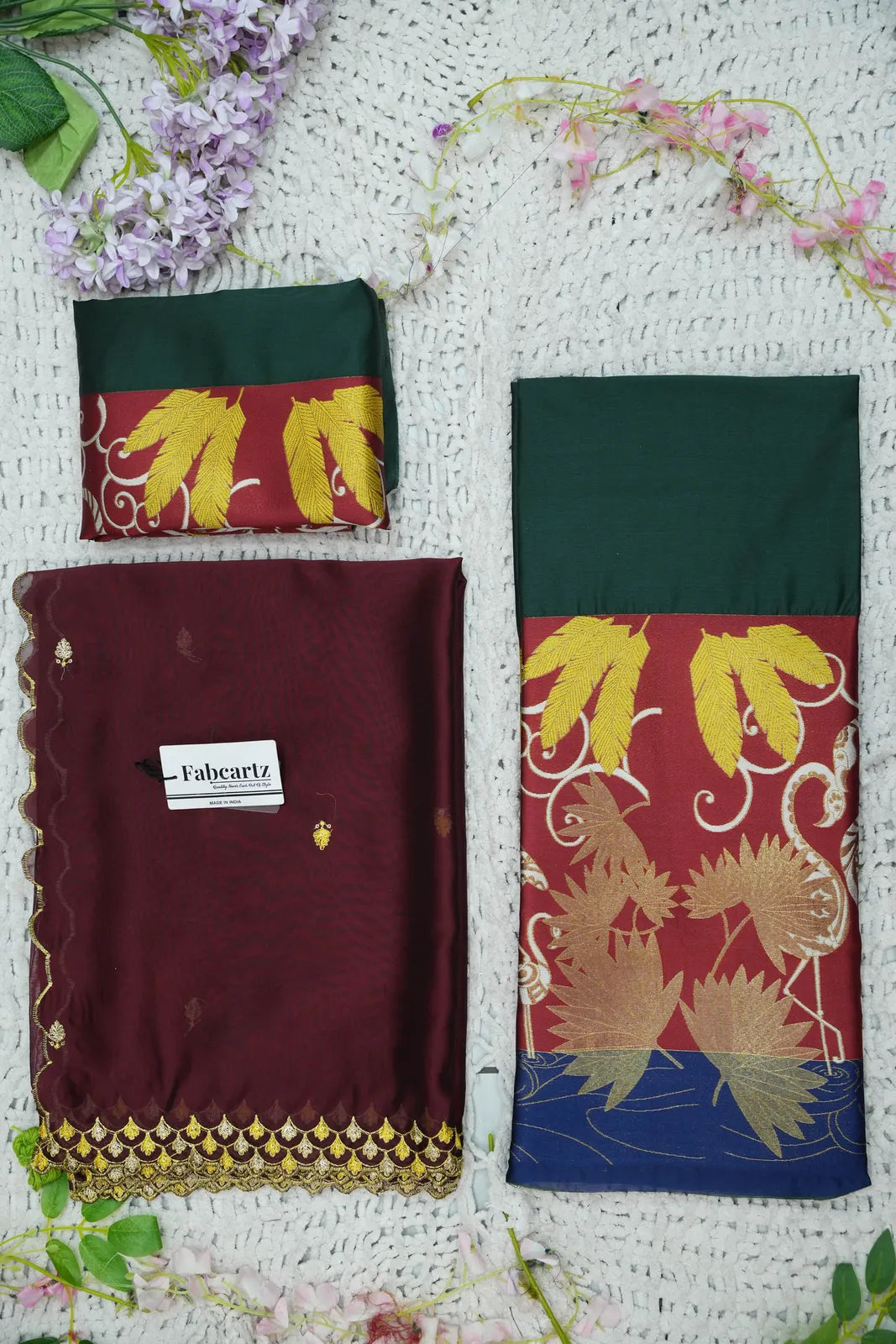 (HansRango) South Indian Festival Traditional Half Saree with Embroidered Blouse & Dupatta
