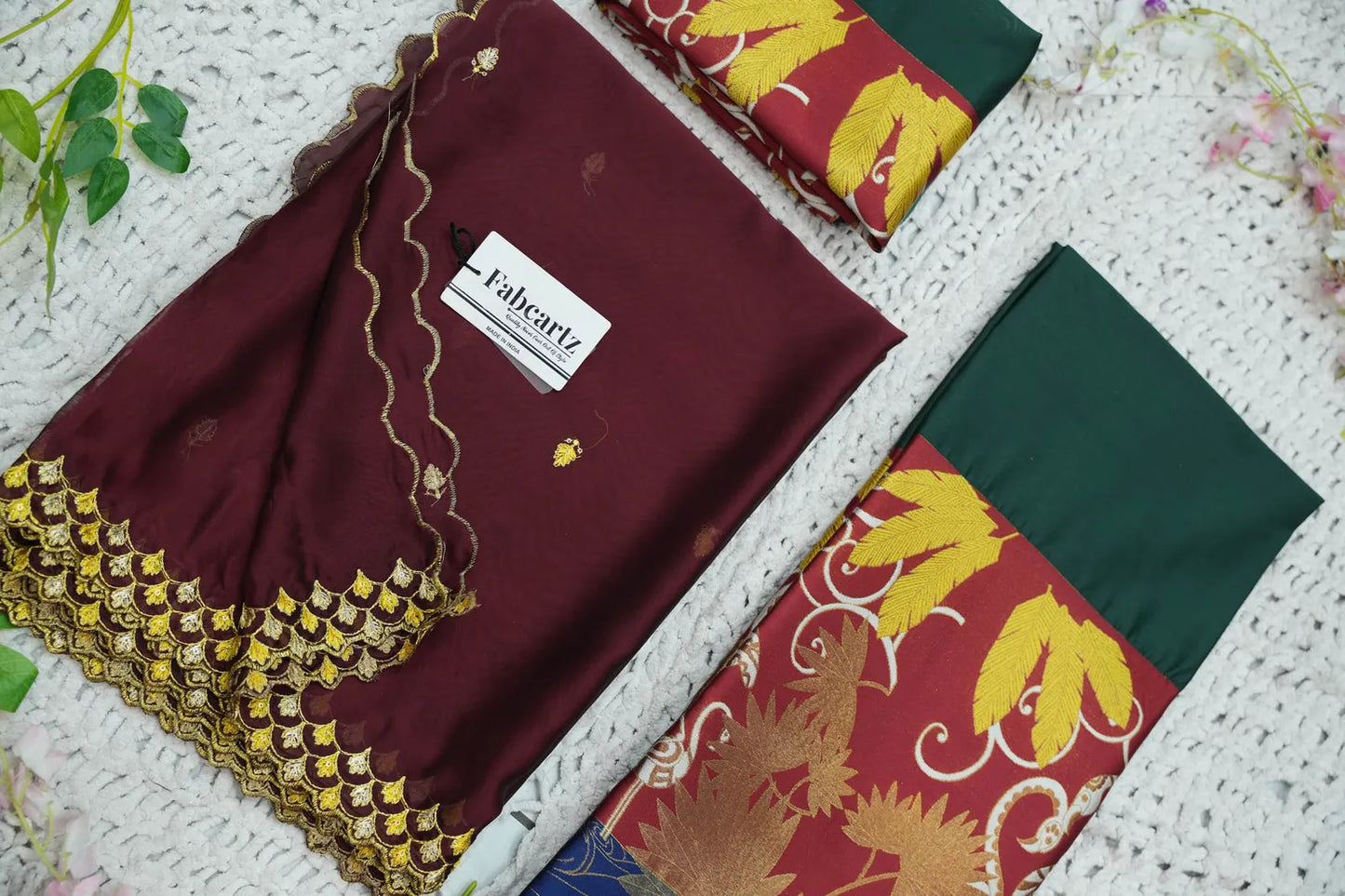(HansRango) South Indian Festival Traditional Half Saree with Embroidered Blouse & Dupatta