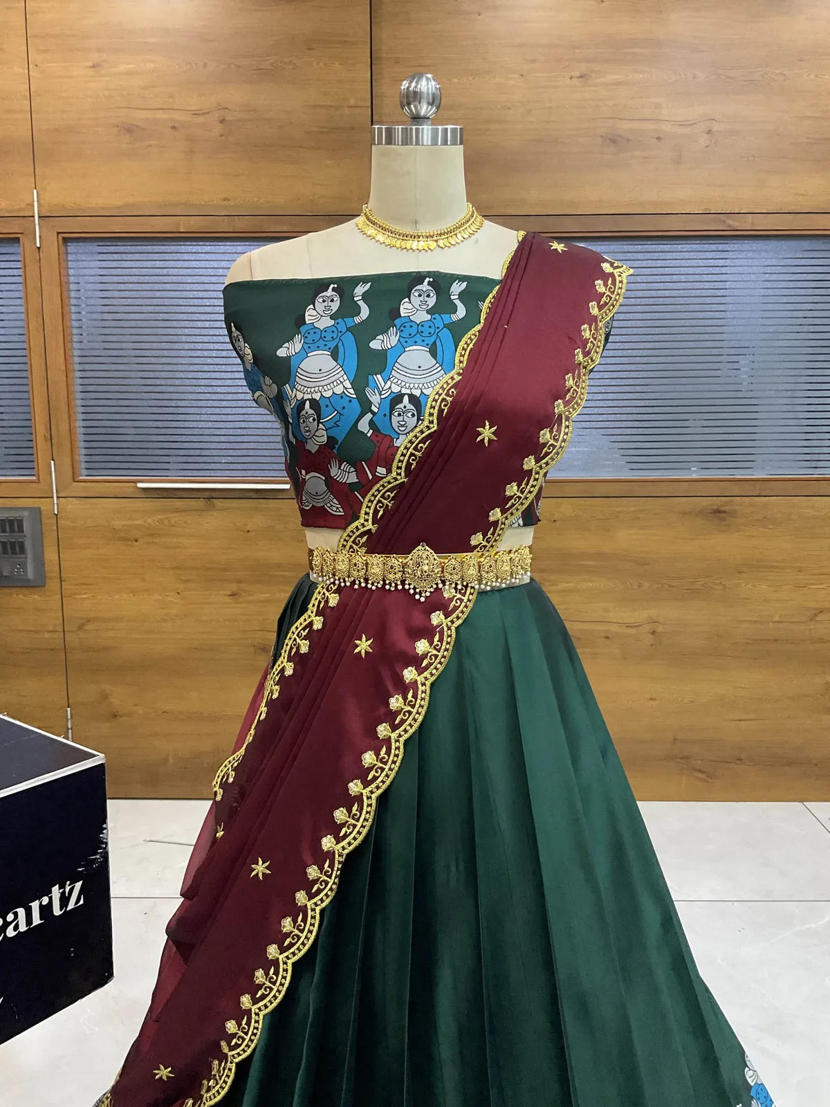 (Putrika) South Indian Festival Traditional Half Saree with Embroidered Blouse & Dupatta