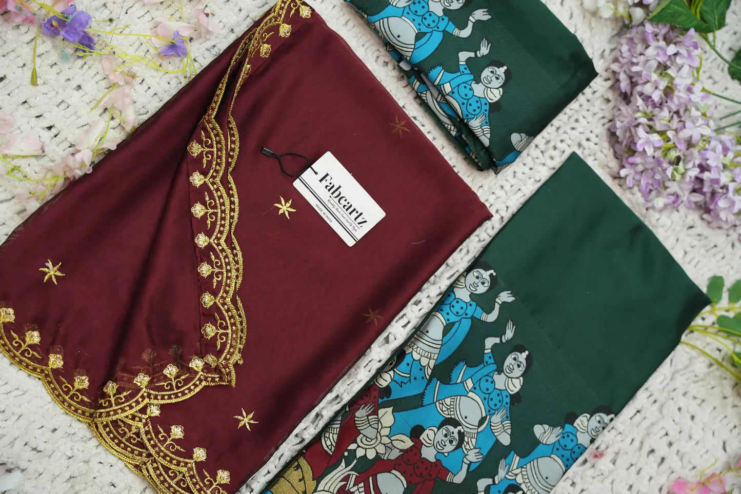 (Putrika) South Indian Festival Traditional Half Saree with Embroidered Blouse & Dupatta