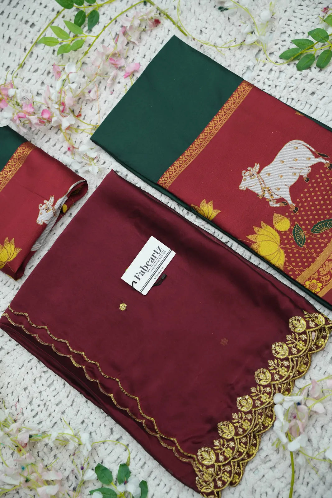 (KaamRango) South Indian Festival Traditional Half Saree with Embroidered Blouse & Dupatta