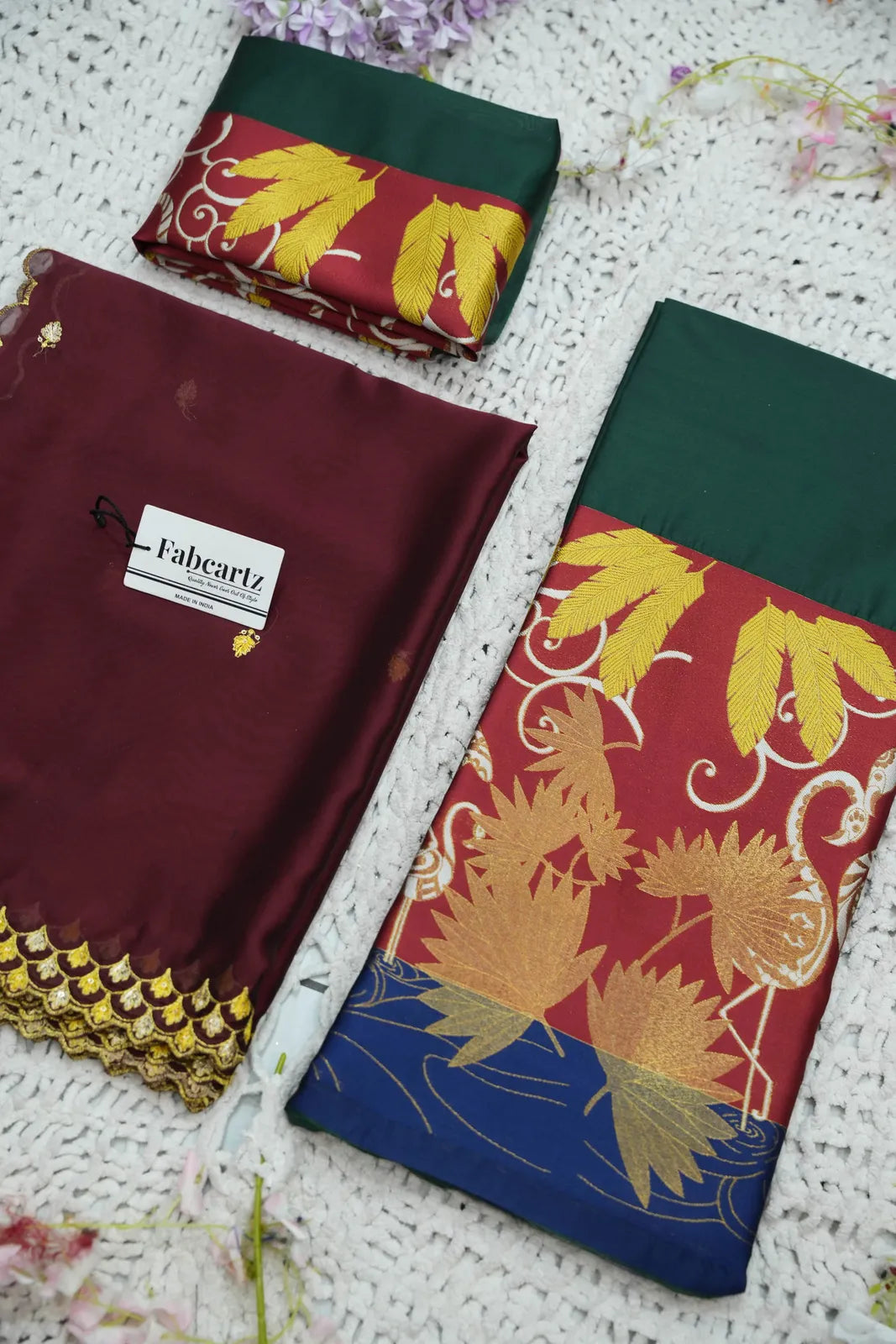 (HansRango) South Indian Festival Traditional Half Saree with Embroidered Blouse & Dupatta