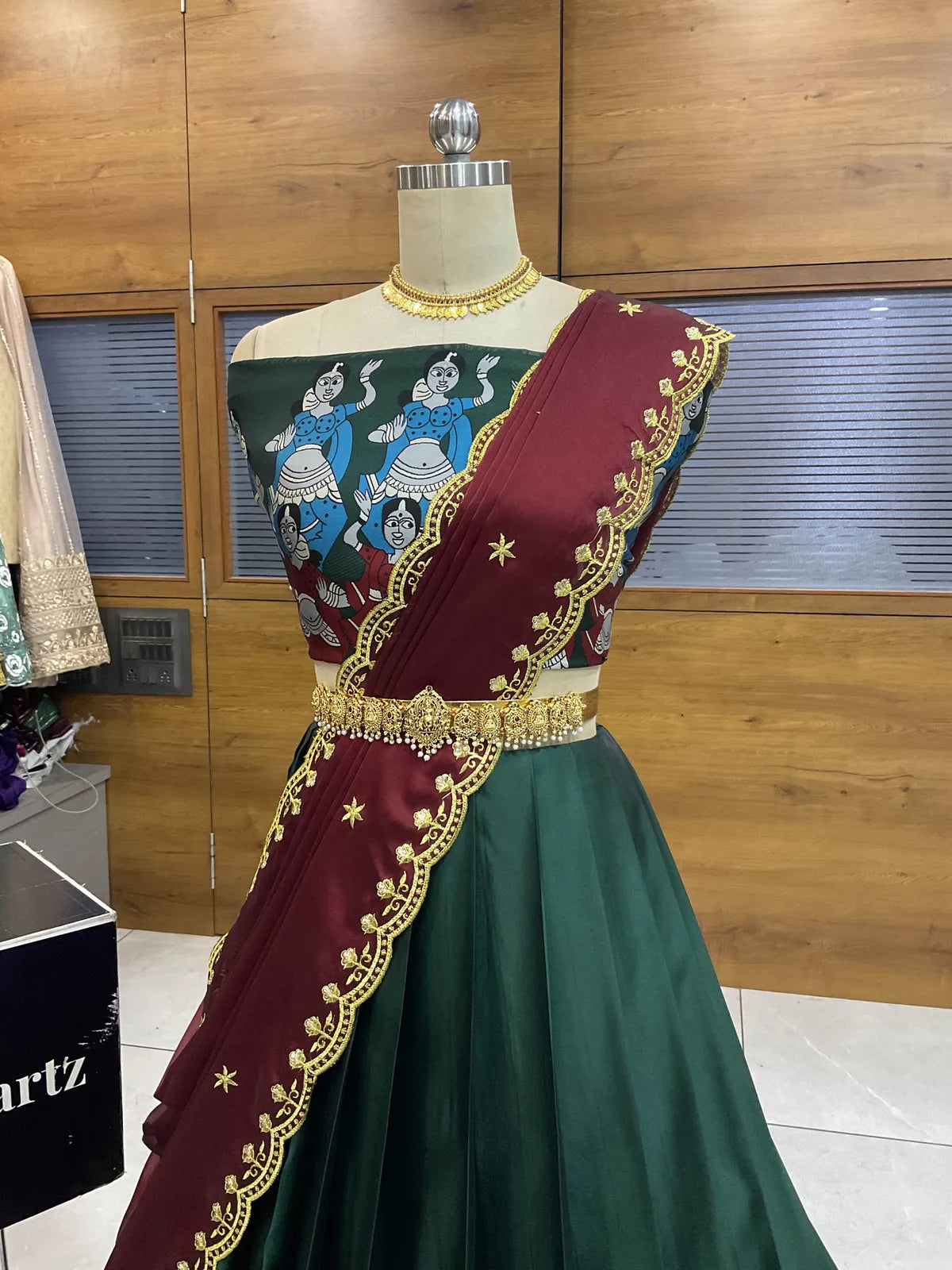 (Putrika) South Indian Festival Traditional Half Saree with Embroidered Blouse & Dupatta