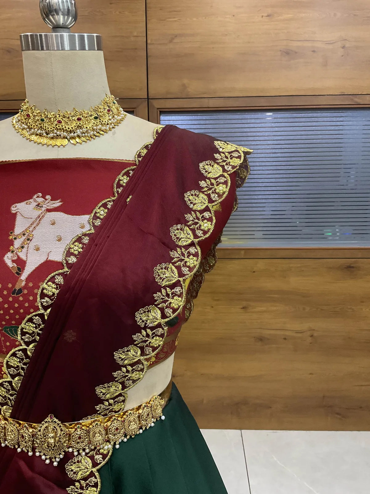 (KaamRango) South Indian Festival Traditional Half Saree with Embroidered Blouse & Dupatta