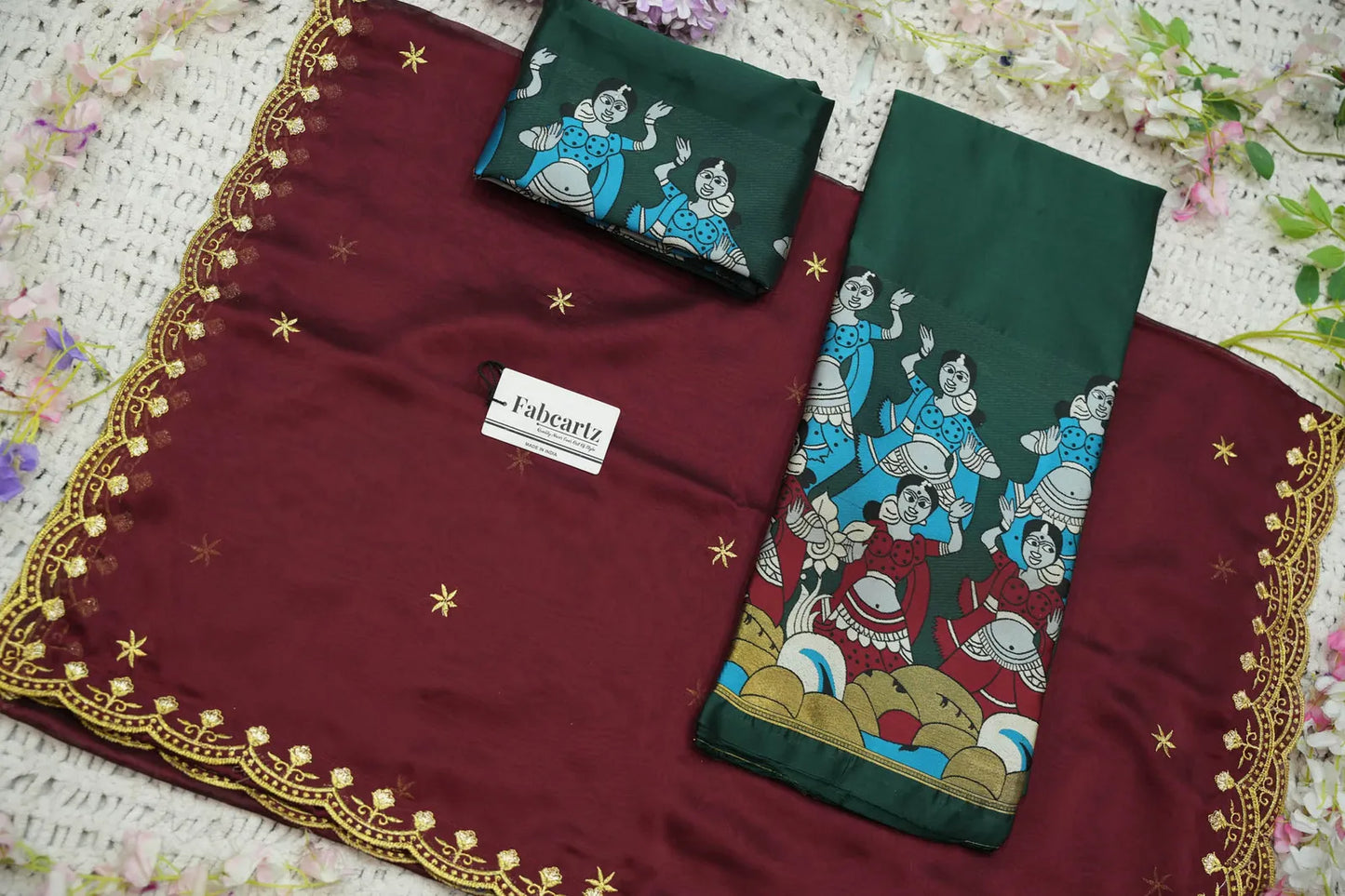 (Putrika) South Indian Festival Traditional Half Saree with Embroidered Blouse & Dupatta