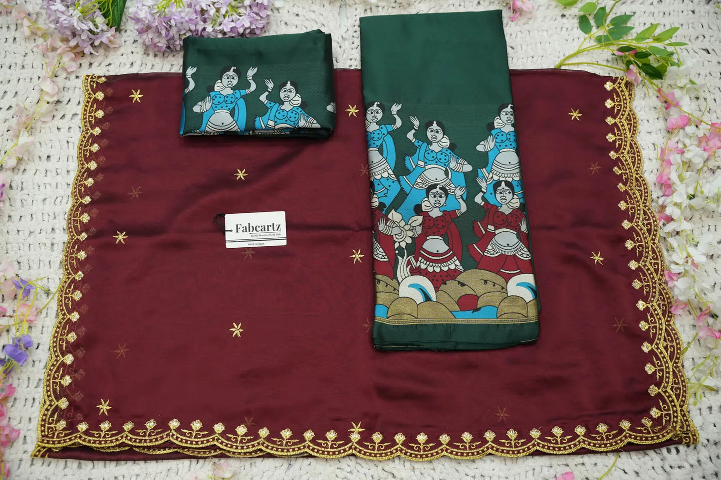 (Putrika) South Indian Festival Traditional Half Saree with Embroidered Blouse & Dupatta