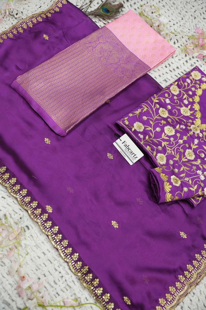 Munjyaa (GT) Women's Woven Design zari work Half Saree with Embroidered Blouse and Dupatta