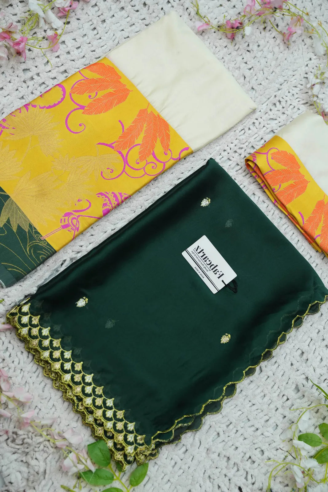 (HansRango) South Indian Festival Traditional Half Saree with Embroidered Blouse & Dupatta
