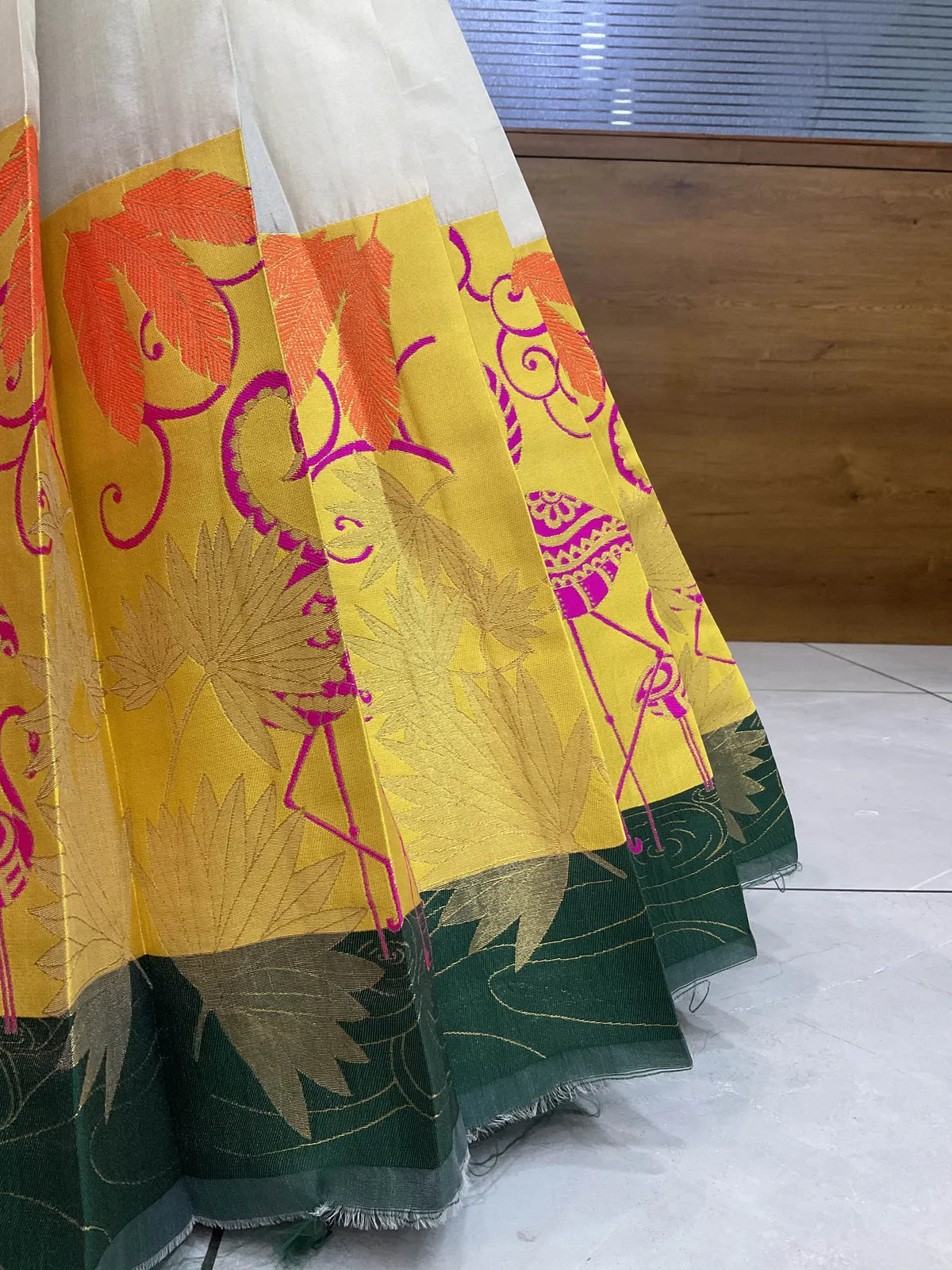 (HansRango) South Indian Festival Traditional Half Saree with Embroidered Blouse & Dupatta
