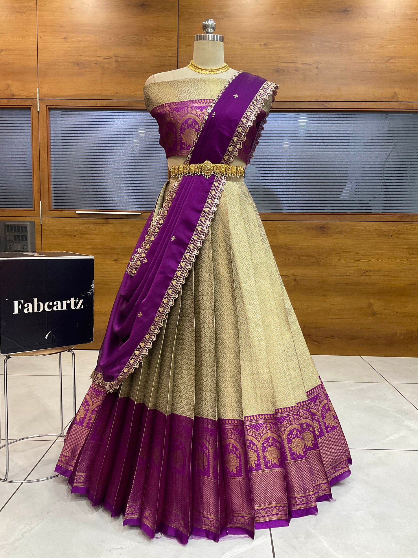 Oye!!Pattu Women's Woven Design zari work Half Saree with Embroidered Blouse and Dupatta