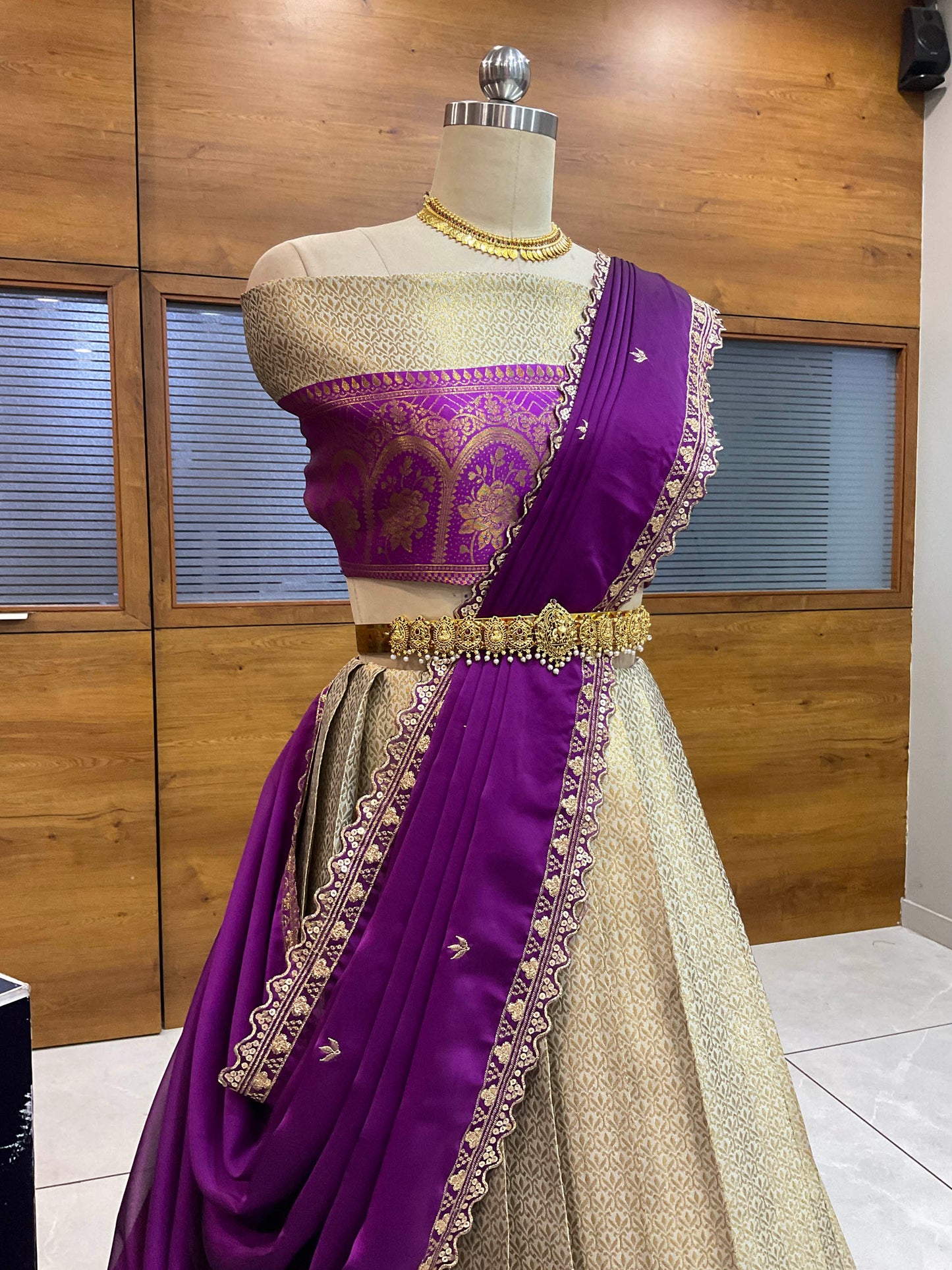 Oye!!Pattu Women's Woven Design zari work Half Saree with Embroidered Blouse and Dupatta