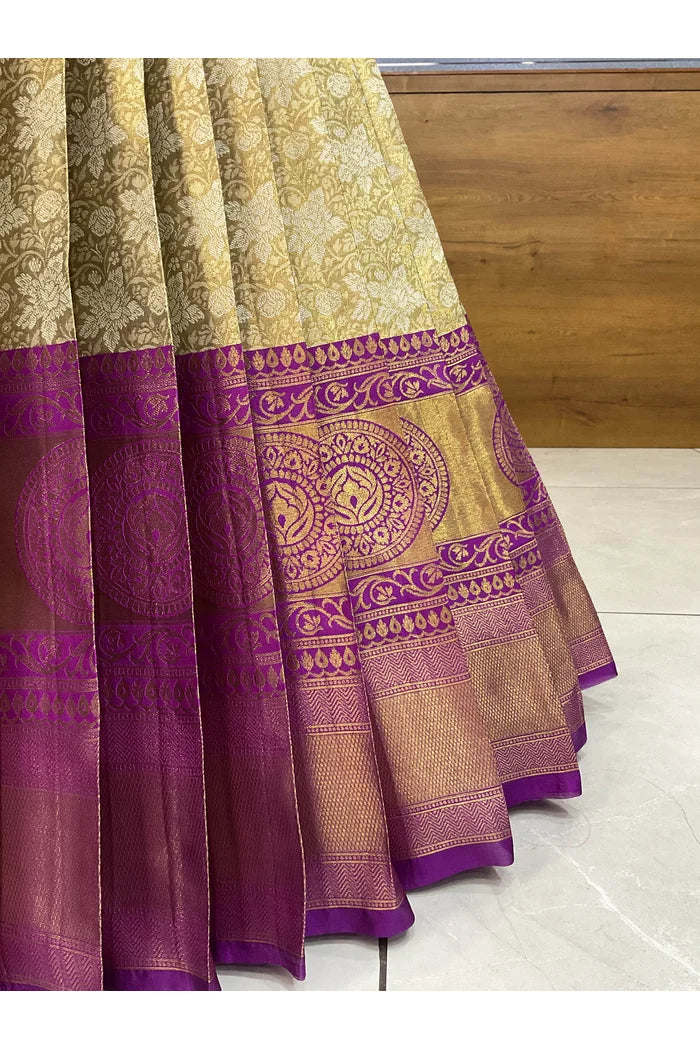 StarWars Women's Woven Design zari work Half Saree with Embroidered Blouse and Dupatta