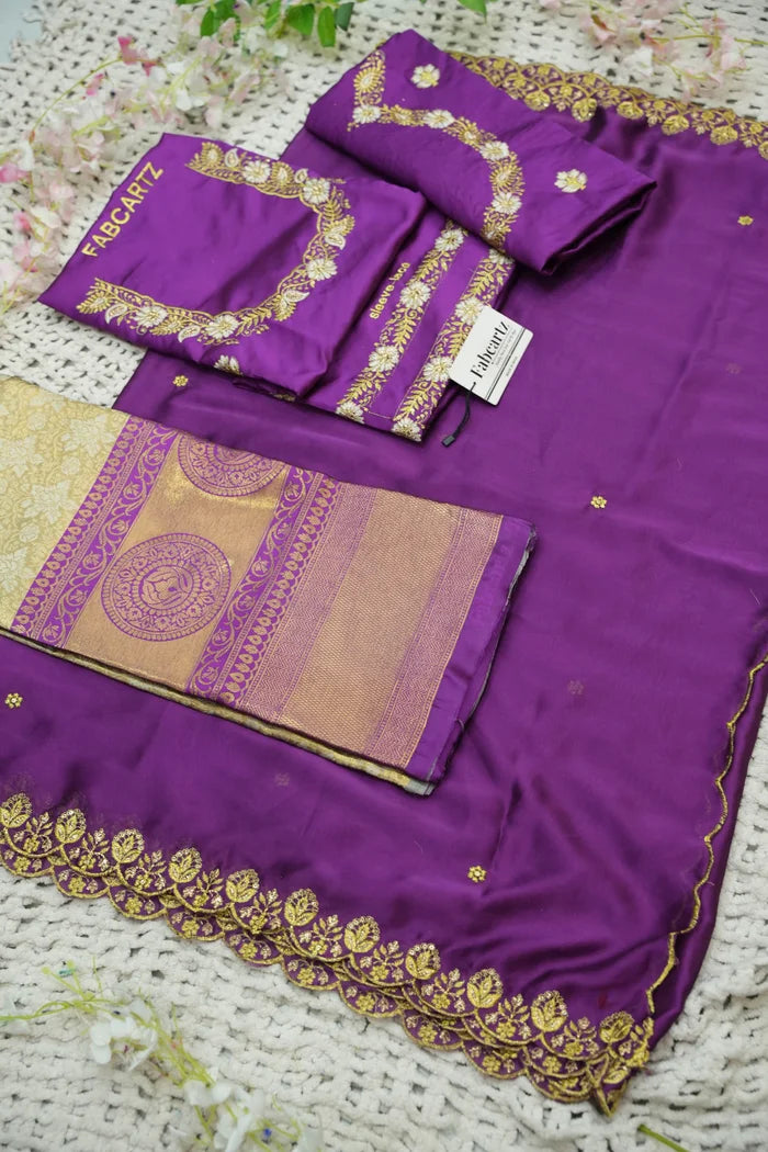 StarWars Women's Woven Design zari work Half Saree with Embroidered Blouse and Dupatta