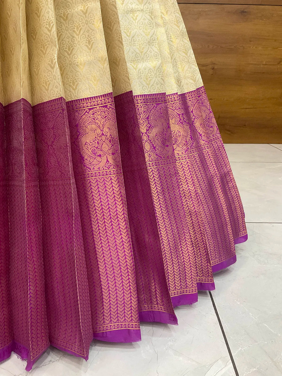 Munjya Women's Woven Design zari work Half Saree with Embroidered Blouse and Dupatta