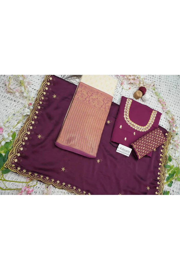 Munjya Women's Woven Design zari work Half Saree with Embroidered Blouse and Dupatta