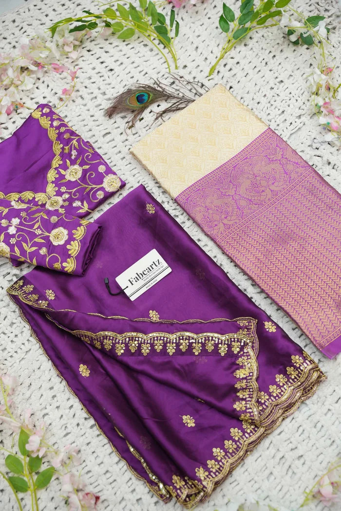 Munjyaa (GT) Women's Woven Design zari work Half Saree with Embroidered Blouse and Dupatta