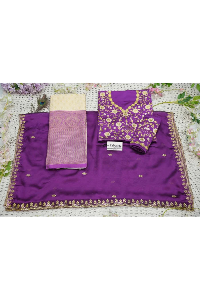 Munjyaa (GT) Women's Woven Design zari work Half Saree with Embroidered Blouse and Dupatta