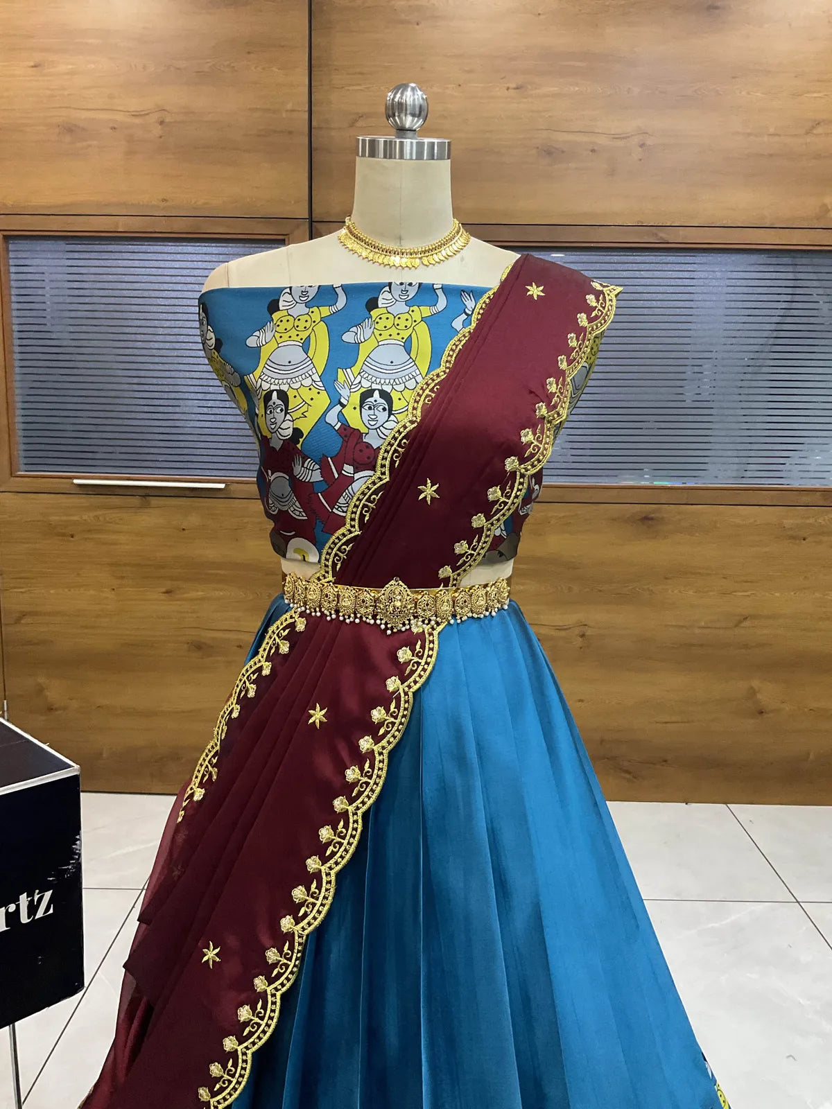 (Putrika) South Indian Festival Traditional Half Saree with Embroidered Blouse & Dupatta