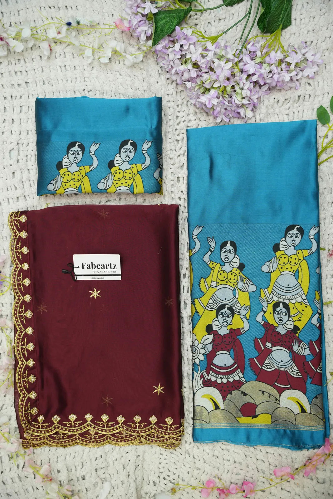 (Putrika) South Indian Festival Traditional Half Saree with Embroidered Blouse & Dupatta
