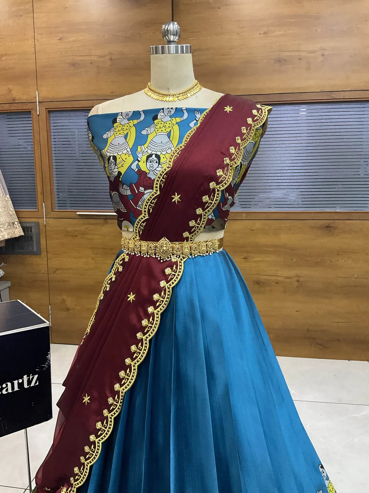 (Putrika) South Indian Festival Traditional Half Saree with Embroidered Blouse & Dupatta