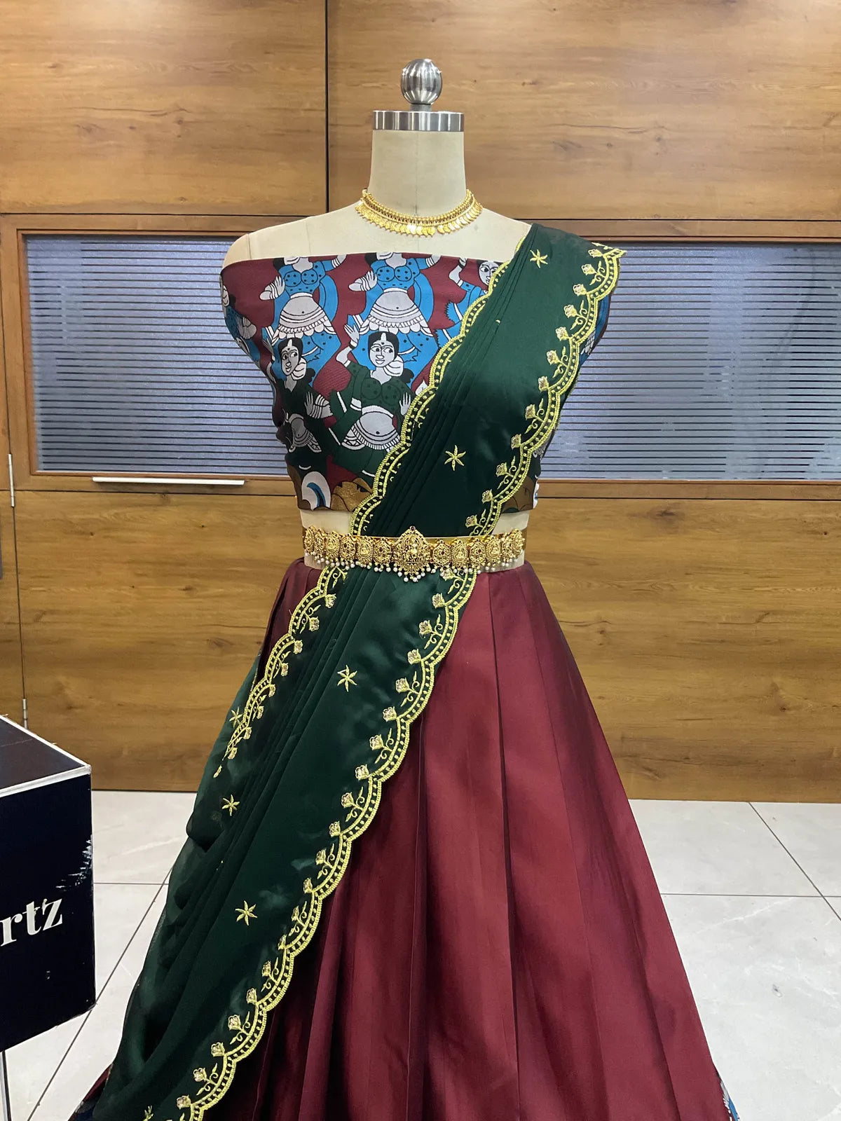 (Putrika) South Indian Festival Traditional Half Saree with Embroidered Blouse & Dupatta