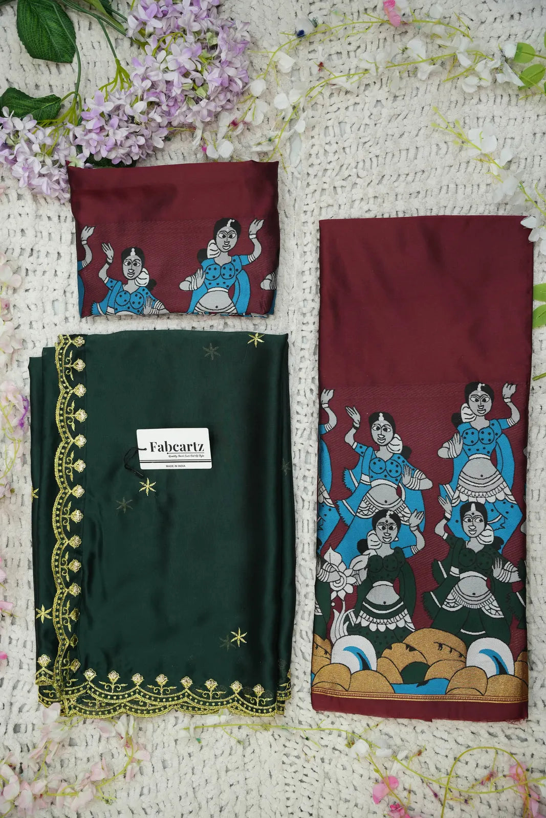 (Putrika) South Indian Festival Traditional Half Saree with Embroidered Blouse & Dupatta