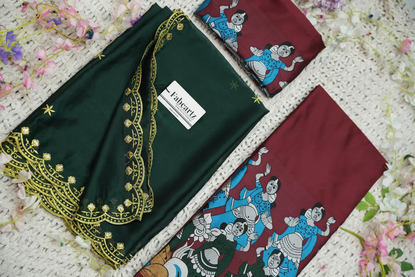 (Putrika) South Indian Festival Traditional Half Saree with Embroidered Blouse & Dupatta