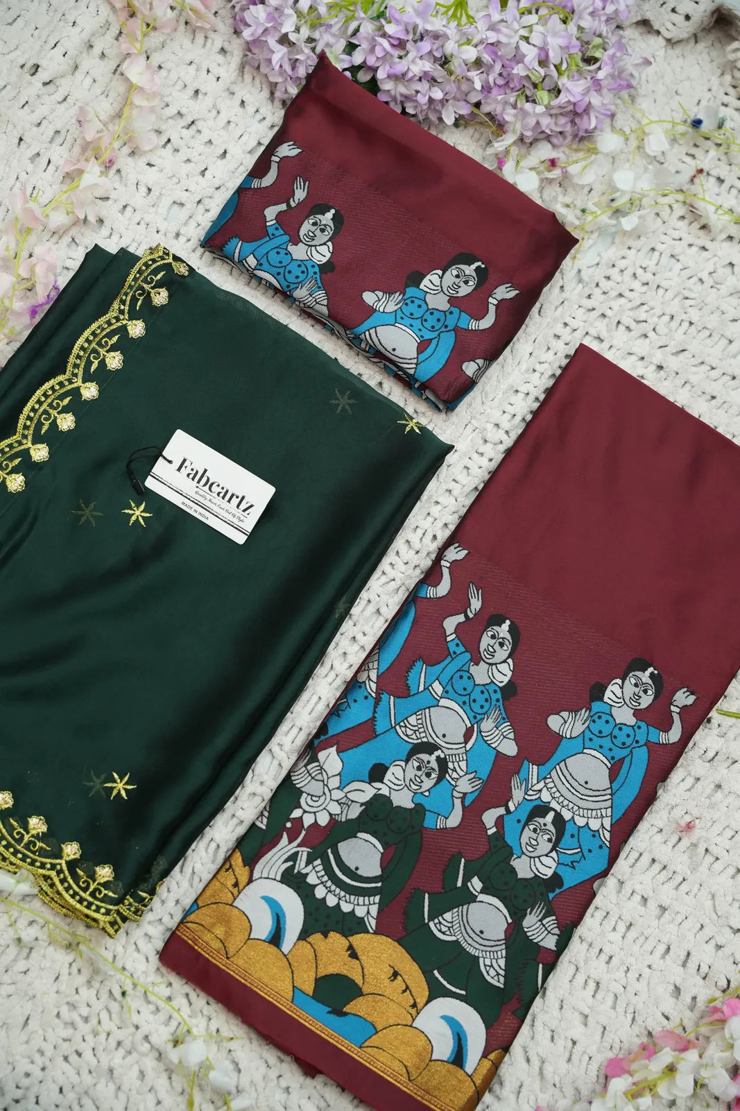 (Putrika) South Indian Festival Traditional Half Saree with Embroidered Blouse & Dupatta