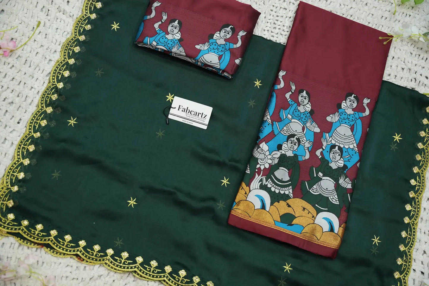 (Putrika) South Indian Festival Traditional Half Saree with Embroidered Blouse & Dupatta