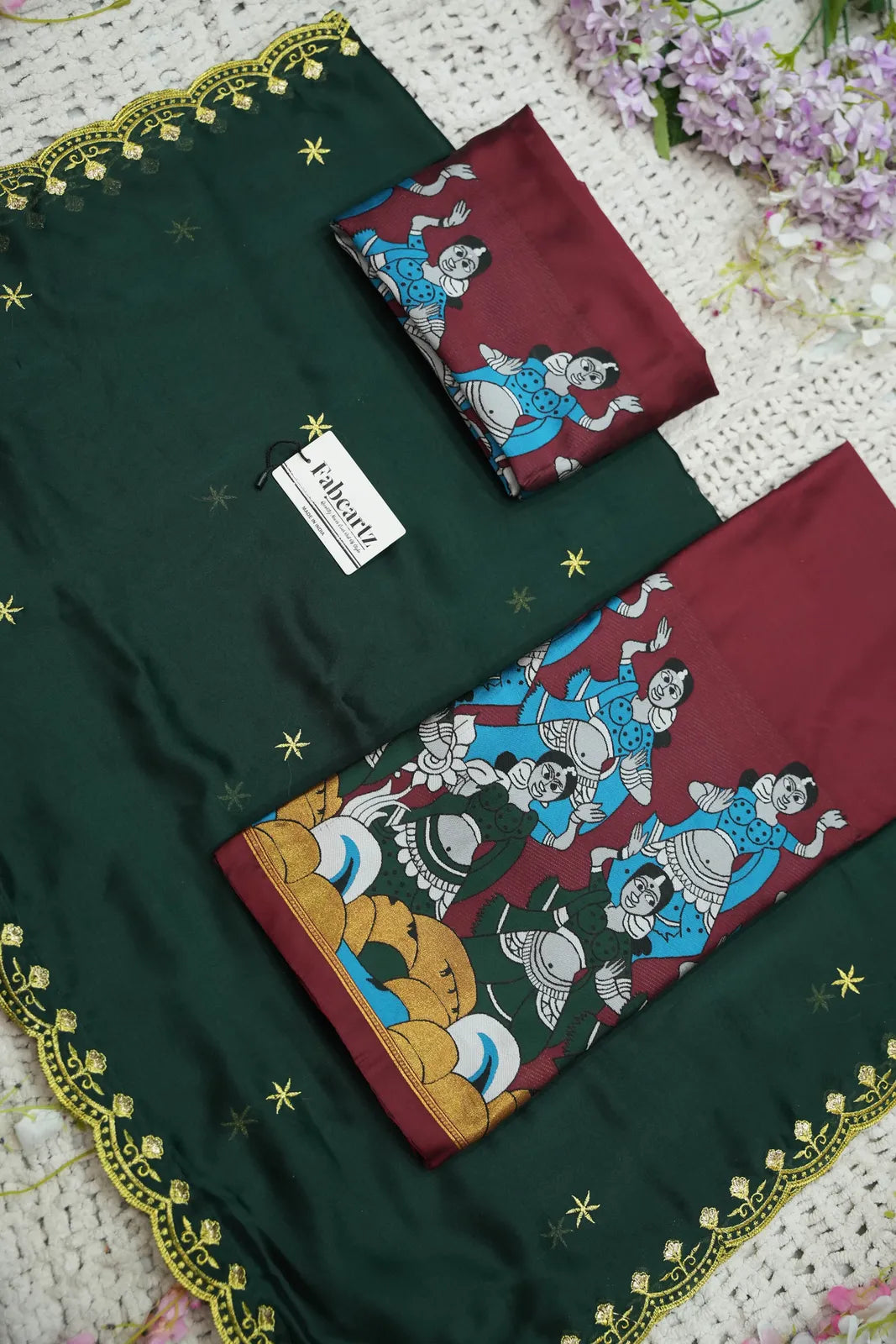(Putrika) South Indian Festival Traditional Half Saree with Embroidered Blouse & Dupatta