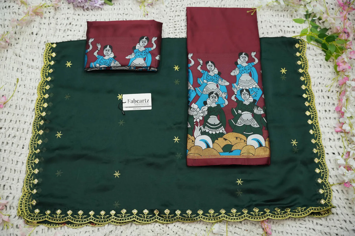 (Putrika) South Indian Festival Traditional Half Saree with Embroidered Blouse & Dupatta