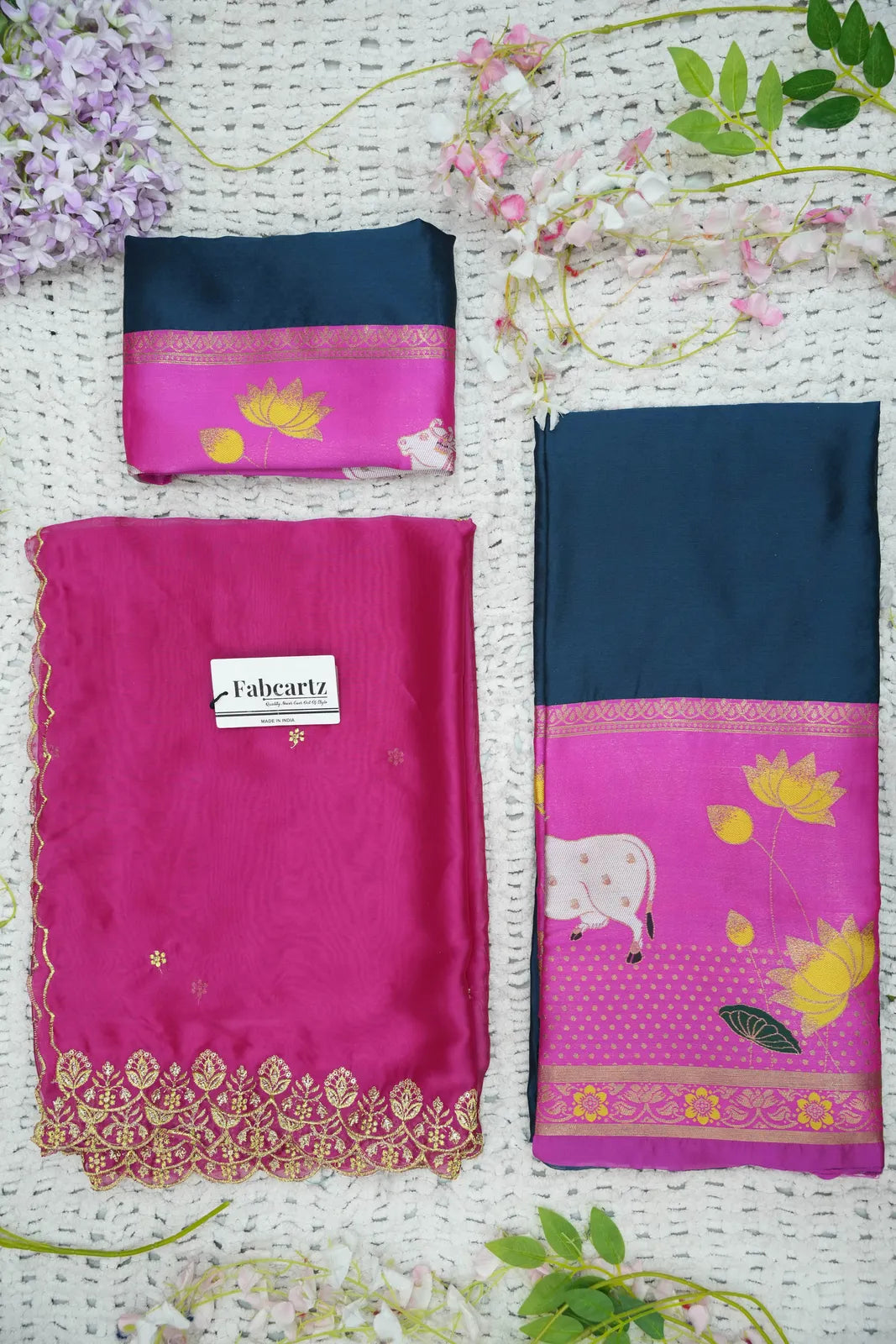 (KaamRango) South Indian Festival Traditional Half Saree with Embroidered Blouse & Dupatta
