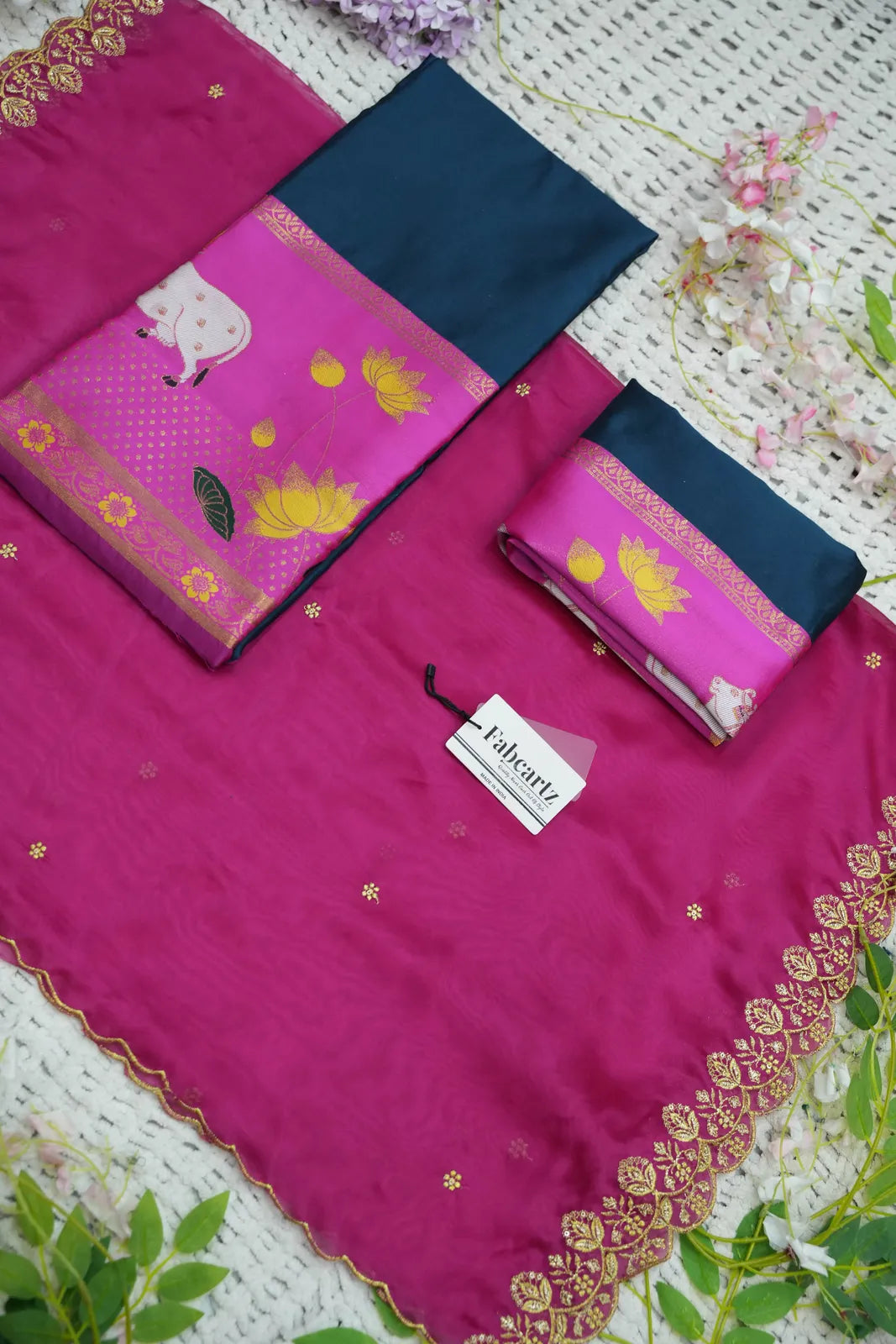 (KaamRango) South Indian Festival Traditional Half Saree with Embroidered Blouse & Dupatta