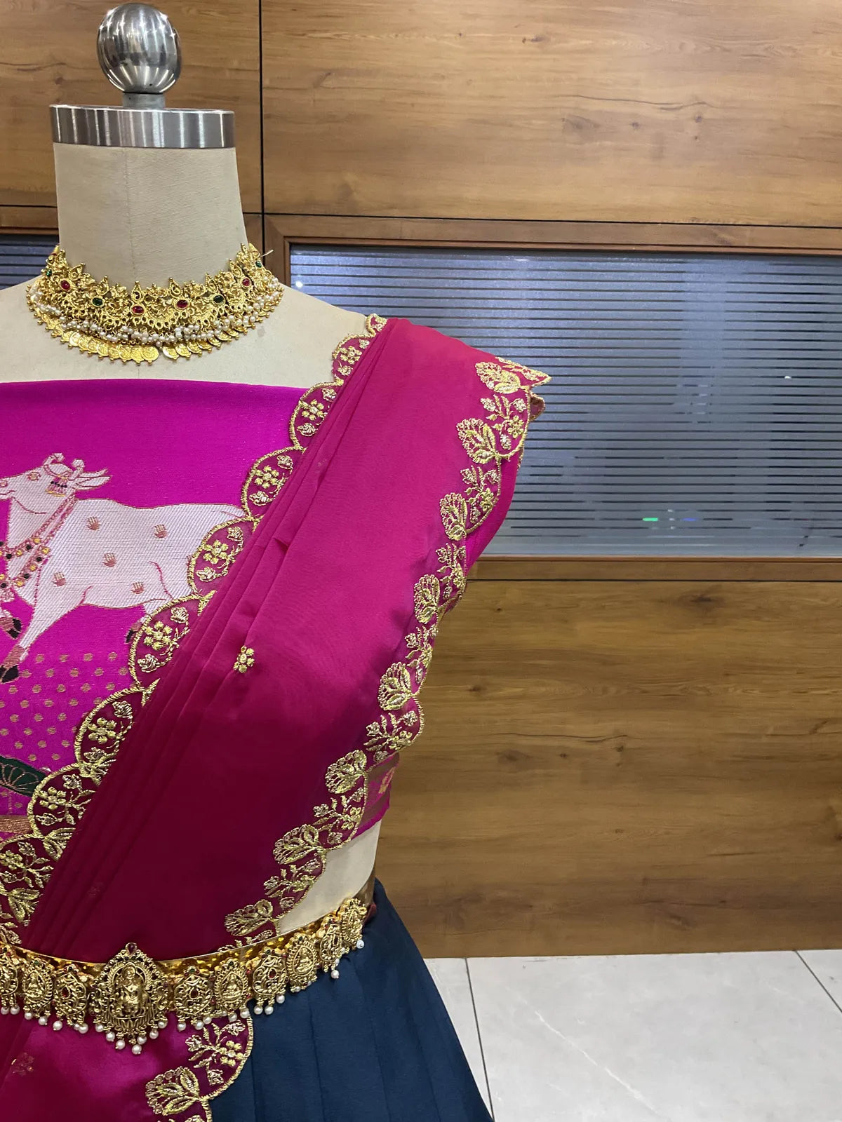 (KaamRango) South Indian Festival Traditional Half Saree with Embroidered Blouse & Dupatta