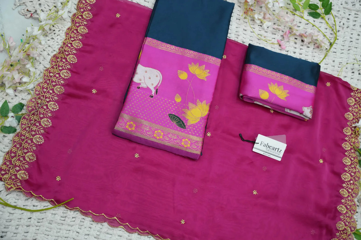 (KaamRango) South Indian Festival Traditional Half Saree with Embroidered Blouse & Dupatta