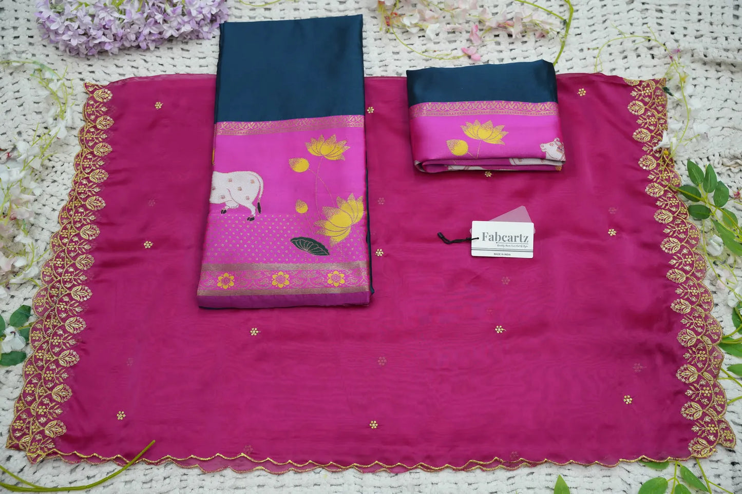(KaamRango) South Indian Festival Traditional Half Saree with Embroidered Blouse & Dupatta