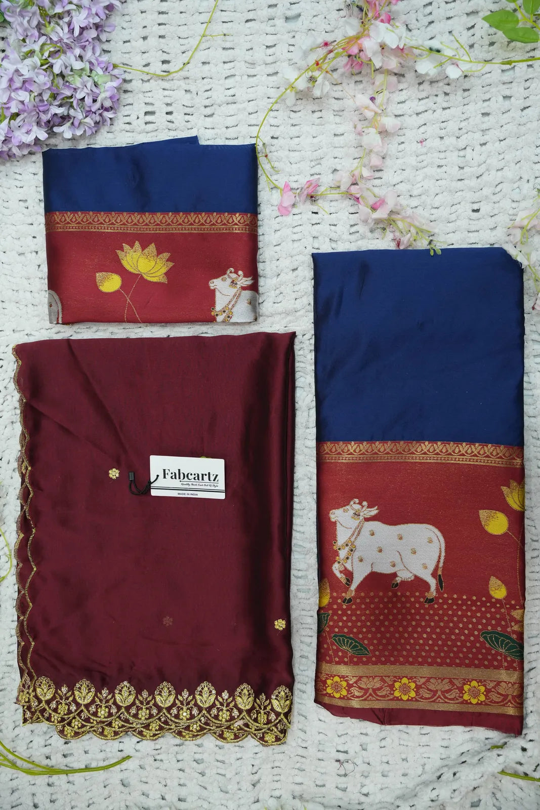 (KaamRango) South Indian Festival Traditional Half Saree with Embroidered Blouse & Dupatta