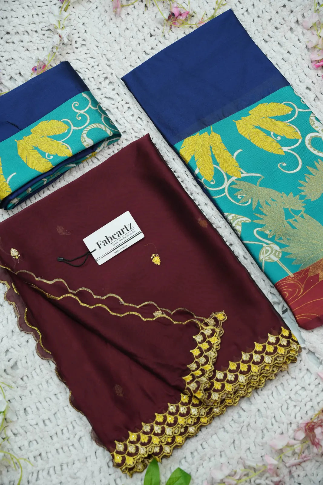 (HansRango) South Indian Festival Traditional Half Saree with Embroidered Blouse & Dupatta