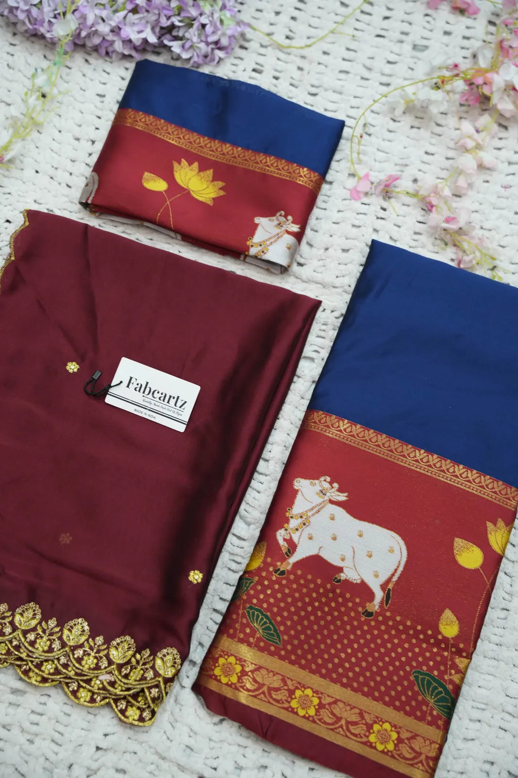 (KaamRango) South Indian Festival Traditional Half Saree with Embroidered Blouse & Dupatta