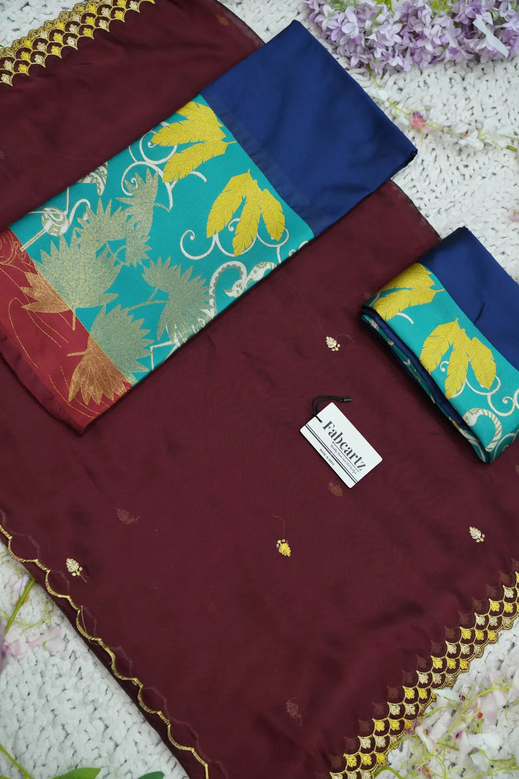 (HansRango) South Indian Festival Traditional Half Saree with Embroidered Blouse & Dupatta